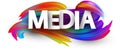 Big white media sign over brush strokes background Royalty Free Stock Photo