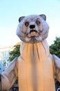 Big white artificial polar bear deventer op stelten