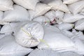 Big white sacks at large warehouse Royalty Free Stock Photo