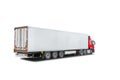 Big white semi trailer truck with red cab isolated Royalty Free Stock Photo