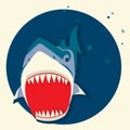 Big white shark.Vector cartoons illustration