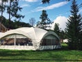 Big white tent in forest. tent for wedding Royalty Free Stock Photo