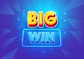 Big Win Banner for Gambling Games or Online Casino. Winner Greeting Poster, Fortune and Victory Celebration