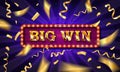 Big win banner illuminated Royalty Free Stock Photo