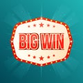 Big win banner. Retro light frame with glowing lamps Royalty Free Stock Photo