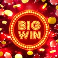 Big win casino signboard, game banner design.