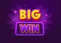 Big Win Creative Congratulation Banner, Greeting Card with Typography on Purple Background. Social Media