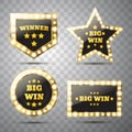 Big Win glowing banner. Winner sign Royalty Free Stock Photo