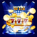 Big win or jackpot - slot machine and coins, casino Royalty Free Stock Photo