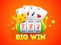 Big Win poster or banner design with realistic slot machine.