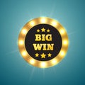 Big Win retro banner with glowing lamps. Vector Royalty Free Stock Photo