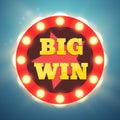 Big Win retro banner with glowing lamps. Vector Royalty Free Stock Photo