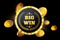 Big Win retro banner with glowing lamps. Vector Royalty Free Stock Photo