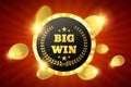 Big Win retro banner with glowing lamps. Vector Royalty Free Stock Photo