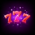 Big win slots red 777 banner casino on the purple background. Vector illustration Royalty Free Stock Photo