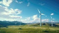 Big wind turbines. Eco windmill farm. Renewable sustainable energy sources. Royalty Free Stock Photo