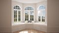 Big window with garden meadow panorama, minimalist empty space, Royalty Free Stock Photo