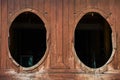 The big windows of Shwe Yaunghwe Kyaung monastery of Myanmar.