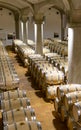 Big wine cellar with old oak barrels, production of red dry or sweet wine in Marsala, Sicily, Italy Royalty Free Stock Photo