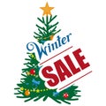 Big winter sale banner, with new year or christmas design elements. Christmas shopping. New Year`s holiday. Winter sale poster. Royalty Free Stock Photo