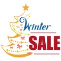 Big winter sale banner, with new year or christmas design elements. Christmas shopping. New Year`s holiday. Winter sale poster. Royalty Free Stock Photo