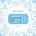 Big Winter Sale Concept with Coupon Ticket. Vector Royalty Free Stock Photo