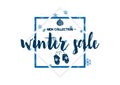 Big winter sale coupon with black calligraphy font. Vector illustration In candinavian style, salling card, coupon