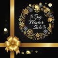 Big Winter Sale with Wreath Vector Illustration Royalty Free Stock Photo