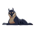 Big Wolf Leader is resting. Cartoon character of a dangerous mammal animal. A wild forest creature with dark fur. Side Royalty Free Stock Photo