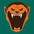 Big Wolf Man Character Head and Open mouth , Vector and Illustration Royalty Free Stock Photo