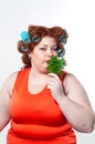 The big woman lifestyle beauty body care, diet and weight Royalty Free Stock Photo