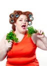 The big woman lifestyle beauty body care, diet and weight Royalty Free Stock Photo