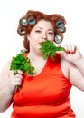 The big woman lifestyle beauty body care, diet and weight Royalty Free Stock Photo