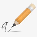 Big wooden pencil with rubber write letter Royalty Free Stock Photo
