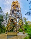 The big wooden watchtower in city park berg en bos of apeldoorn, The netherlands Royalty Free Stock Photo