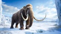 big woolly mammoth on a frozen lake