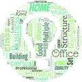 Big word cloud in the shape of bulb with words home office. Home Officespace designated in a person's residence for