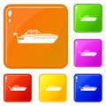 Big yacht icons set vector color Royalty Free Stock Photo