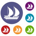 Big yacht icons set Royalty Free Stock Photo