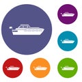 Big yacht icons set Royalty Free Stock Photo