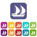 Big yacht icons set Royalty Free Stock Photo