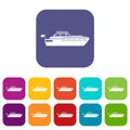 Big yacht icons set Royalty Free Stock Photo