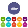 Big yacht set icons Royalty Free Stock Photo