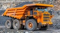 Big yellow anthracite mining truck in open pit coal mine industry for efficient extraction