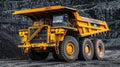 Big yellow anthracite mining truck operating in open pit coal mine industry for effective extraction Royalty Free Stock Photo