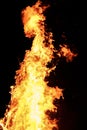 Big yellow bonfire at night Royalty Free Stock Photo