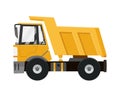 Big yellow dump truck. Tipper truck isolated on white background. Vector tipper truck. Royalty Free Stock Photo