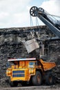 Big yellow mining truck. Belaz. Royalty Free Stock Photo