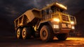 Big yellow mining truck for coal anthracite. Open pit mine industry. Generative Ai Royalty Free Stock Photo