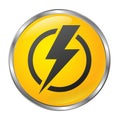 Big yellow power off button on a white background. Isolated object. 3D style Royalty Free Stock Photo